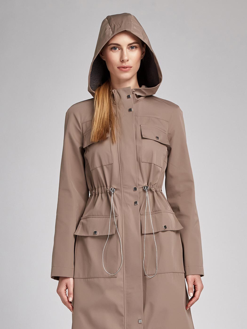 blonde trenchcoat